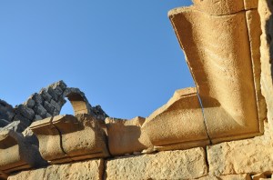 The restoration of  a corner ceiling molding in a early Byzantine period house at Umm el-Jimal, Jordan.