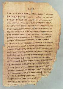 Papyrus page with ancient Greek text from the Gospel of Luke