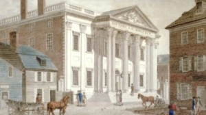 drawing of the bank in Philadelphia