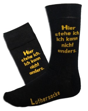 Luther socks: “Hier stehe ich: Ich kann nicht anders” (“Here I stand: I can do no other")